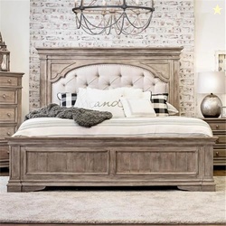 Steve Silver Company Highland Park 83.5" x 90" Farmhouse Wood & Fabric