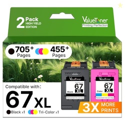 67XL Ink Cartridges Black/Color Combo Pack Replacement for HP Ink 67 6