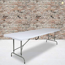 EMMA + OLIVER 8' Height-Adjustable Rectangular Bi-Fold Plastic Folding