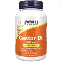 NOW Foods Supplements, Castor Oil 650 mg with Fennel Oil, Natural Laxa