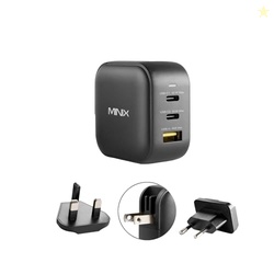 MINIX 66W Turbo 3-Port GaN Wall Charger 2 x USB-C Fast Charging Adapte