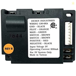 Dexen GM6K-M Fireplace Control Module  IPI Ignition, 3V Battery or Tra
