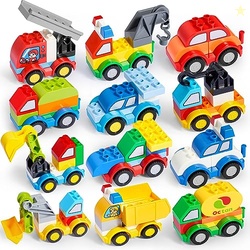JOYIN 80Pcs Toddlers Car Building Blocks Set, 12Pcs Different Vehicles