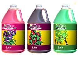 General Hydroponics Flora Grow, Bloom, Micro Combo Fertilizer, 1 gallo