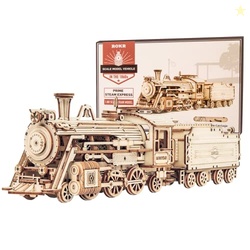 ROKR 3D Wooden Puzzle for Adults-Mechanical Train Model Kits-Brain Tea