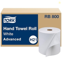 Tork Paper Hand Towel Roll White H21, Advanced, 100% Recycled Fiber, 6