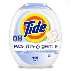 Tide PODS Free & Gentle Laundry Detergent Soap Pacs, 112 Count, Tide P