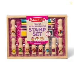 Melissa & Doug Deluxe Happy Handle Stamp Set with 10 Stamps, 5 Colored