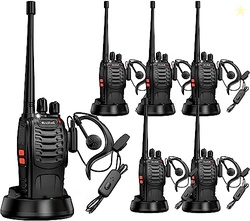 Arcshell Rechargeable Long Range Two-Way Radios with Earpiece 6 Pack A
