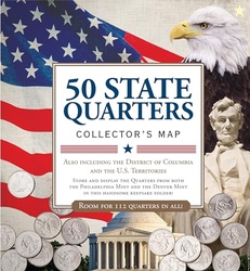 50 State Quarters Map (includes space for the Philadelphia and Denver 