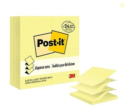 Post-it Dispenser Pop-up Notes, 3x3 in, 24 Pads, Canary Yellow, Clean 