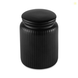 Thyme & Table Small (580mL) Ceramic Ribbed Kitchen Organization Jar Bl