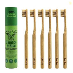 Gaia Guy Natural Bristle Bamboo Toothbrush (NO Nylon - Boar Hair ONLY)