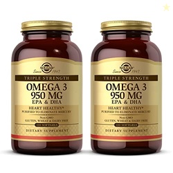 Solgar Triple Strength Omega 3 950 mg - 100 Softgels, Pack of 2 - Supp
