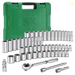 SK 3/8" Drive Socket Set with 216-P Ratchet, 55-Piece, SAE & Metric, S