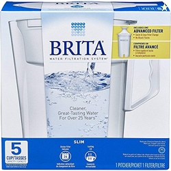 Brita Water Pitcher, Slim, 5 Cup Capacity, Includes One Advanced Filte
