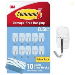 Command Small Clear Wire Toggle Hooks, 10 Wall Hook and 12 Strips, Dam