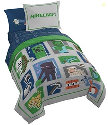 Jay Franco Minecraft 5 Piece Twin Bedding Set - Includes Reversible Co