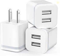 USB Wall Charger, LUOATIP 3-Pack 2.1A 5V Dual Port Cube Power Adapter 