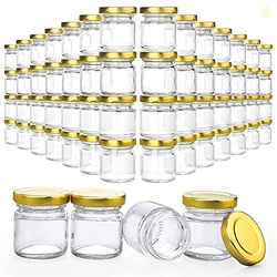 Folinstall 60 Pack Small Glass Jars with Lids, 1.5 oz Mini Honey Jars,