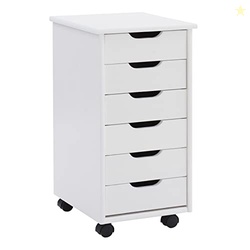 Linon Home Decor Products Corinne Six Drawer Storage, White Wash Rolli
