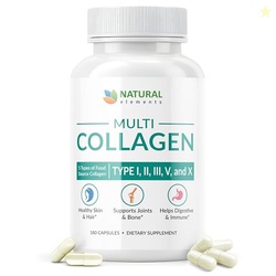 Multi Collagen 180 Protein Capsules - Type I, II, III, V, X Collagen P