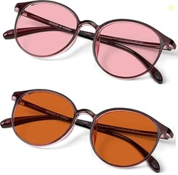 BRADDELL Indoor FL-41 Rose & Outdoor FL-60 Brown Tinted Migraine Light
