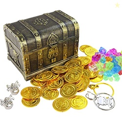 AEVBSOY Pirate Treasure Chest Toys Kids Storage Pirate Treasure Chest 
