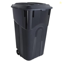 BJCYO 32 Gallon Wheeled Heavy Duty Plastic Garbage Can, Attached Lid, 