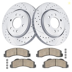 Acinoparts Drilled and Slotted Front Kit Brake Rotors Ceramic Brake Pa