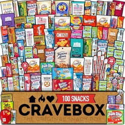 CRAVEBOX Snack Box (100 Count) Father's Day Variety Pack Care Package 