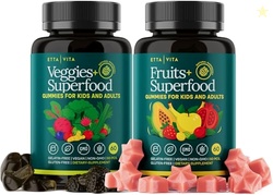 (120 Chews) Fruits and Veggies Supplement - Super Greens Gummies (9 Su