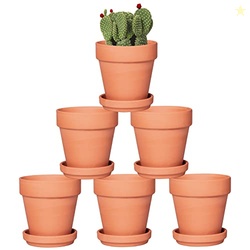 Orceler 4 Inch Terracotta Pots with Saucer - 6 Pack Small Clay Plant P