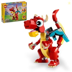 LEGO Creator 3 in 1 Red Dragon Toy, Transforms from Dragon to Fish to 