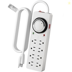 BN-LINK 8 Outlet Surge Protector with Mechanical Timer, 4 Timed & 4 Al