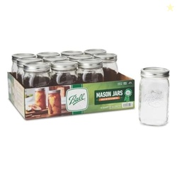 Ball - 32oz Wide Mouth Jars with Lids & Bands 12 Pack Jars, Large Glas