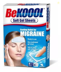Be Koool Cooling Relief for Migraine, Soft Gel Sheets, 4 Sheets (Pack 