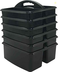 Teacher Created Resources Black Portable Plastic Storage Caddy 6-Pack 