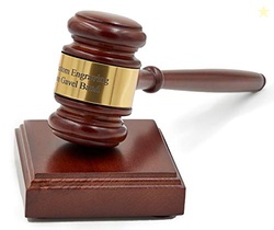 Personalized Wooden Gavel  Custom Engraved Band, Optional Sound Block,