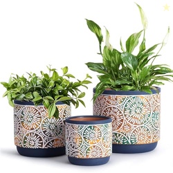 DeeCoo 3 Piece Ceramic Plant pots Indoor Pots Set with Drainage Holes,