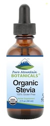 Pure Mountain Botanicals Organic Liquid Stevia Drops - Alcohol Free - 