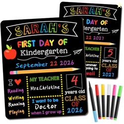 First & Last Day of School Signs with 6 Writing Pens, 10 x 12 Inch Dou