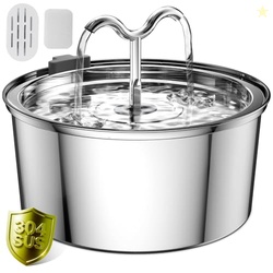 DOOOB Cat Water Fountain, 3.2L/108OZ Stainless Steel Pet Water Dispens