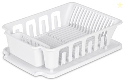 STERILITE 2-Piece Large Sink Set Dish Rack Drainer, White (18 L x 13 3