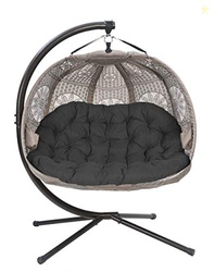FlowerHouse Hanging Pumpkin Patio Chair - Dreamcatcher Black Cushion