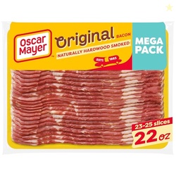 Oscar Mayer Naturally Hardwood Smoked Bacon Mega Pack, 22 oz Pack, 23-