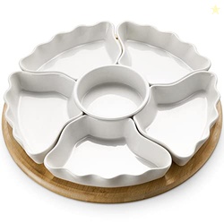DOWAN 360 Rotatable Serving Tray and Platters, 12 Inch Divided Serving