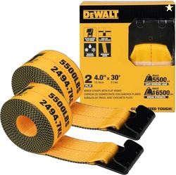 DEWALT DXBC90089 Black/Yellow 4" x 30' Winch Straps - 5,500 lb Safe Wo