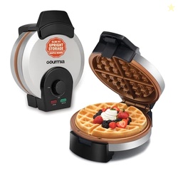 Gourmia Belgian Waffle Maker  Compact Design with Upright Storage, Adj