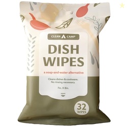 Dish Wipes | 100% Biodegradable Pre-Moistened Food-Safe Camp Kitchen W